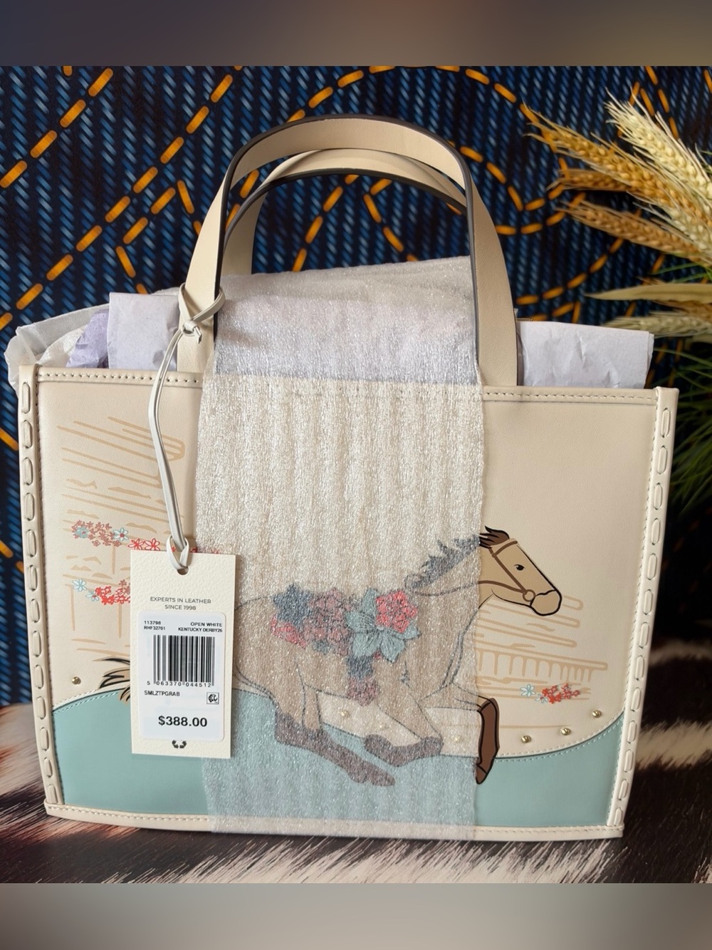 Radley London Kentucky Derby 26 Open  Top Leather Grab Bag NWT